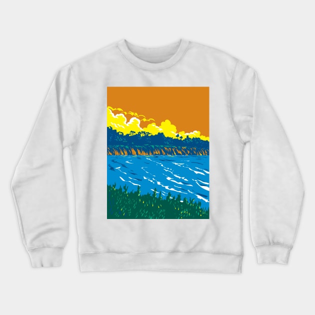 Devereux Beach or West Campus Beach in Isla Vista California WPA Poster Art Crewneck Sweatshirt by retrovectors